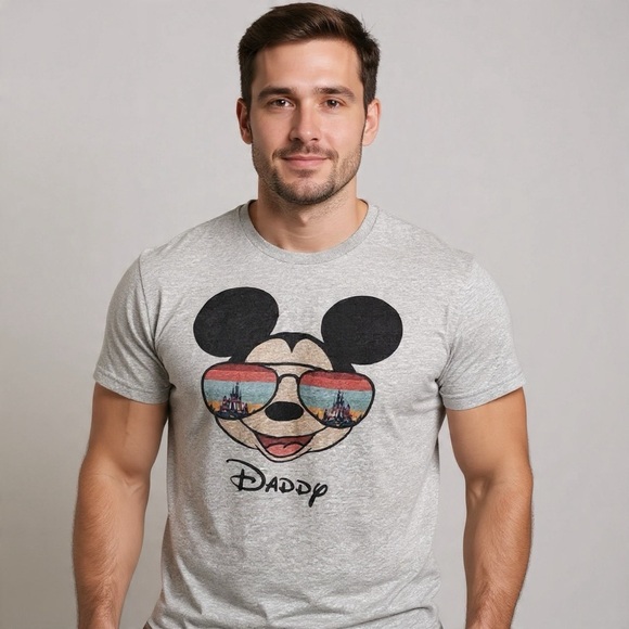 Gildan Other - Disney Daddy Mickey Mouse Sunglasses Graphic Tee Gray Sz L | Trendy Flirty